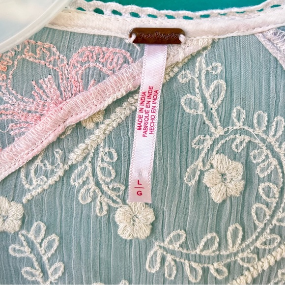 FREE PEOPLE X REVOLVE Bloomfield Patched SHEER EMBROIDERED Top SIZE LARGE EUC - Picture 7 of 12